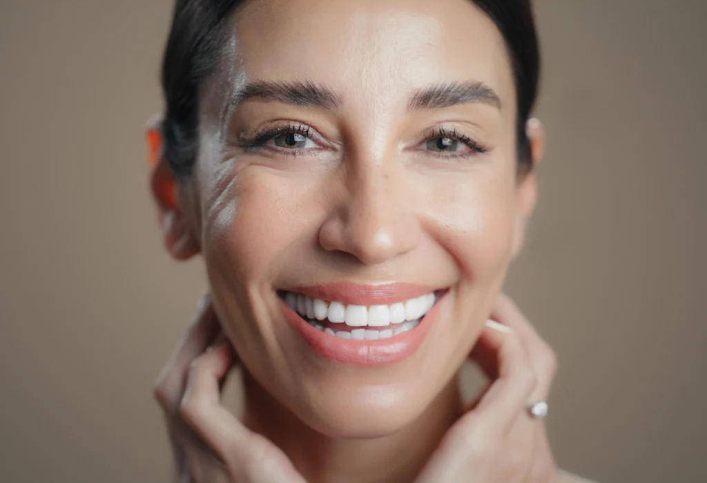 Close-up of firmer jawline and smoother lower face after intraoral skin tightening sessions - SkinScience