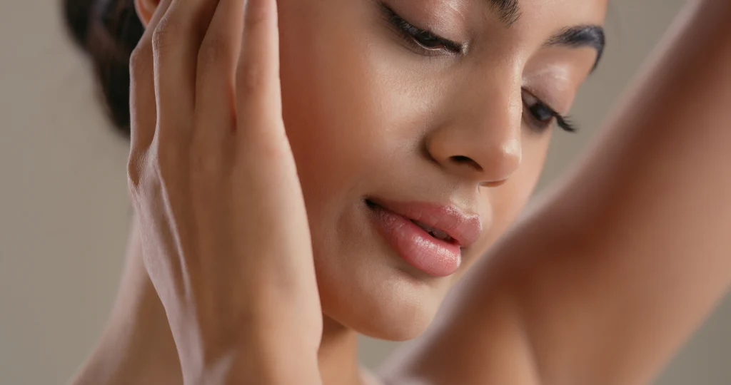 Close-up of smooth, luminous skin after professional dermaplaning treatment - SkinScience Close-up of smooth, luminous skin after professional dermaplaning treatment - SkinScience